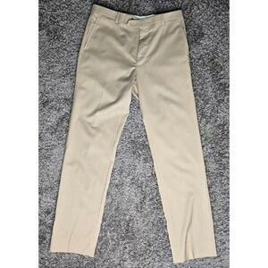 Awearness Kenneth Cole Mens Tan Wool Blend Dress Pants Flat Front Khaki Size 33